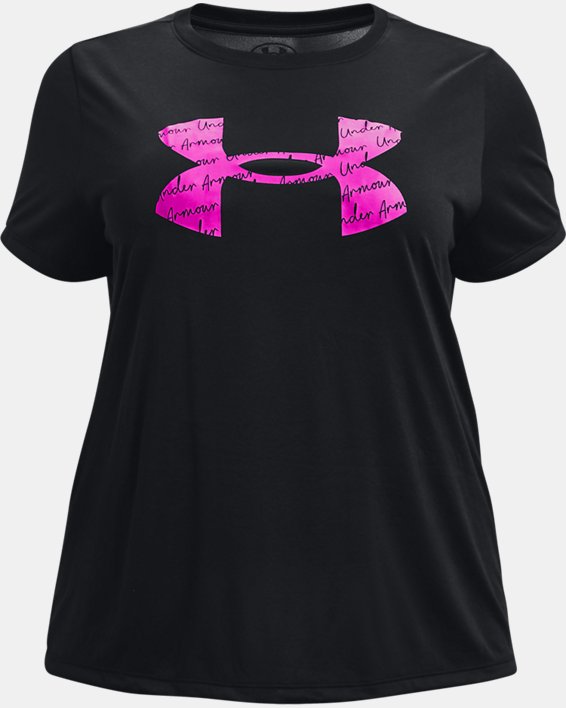 女士UA Tech™ Graphic短袖T恤, Black, pdpMainDesktop image number 4